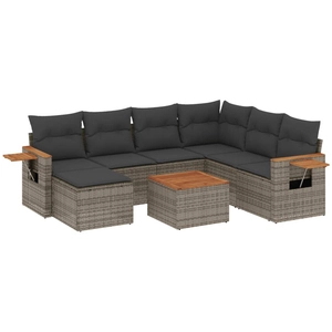 vidaXL Salon de jardin 8 pcs avec coussins gris résine tressée pas cher
