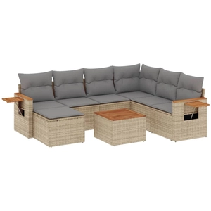 vidaXL Salon de jardin avec coussins 7 pcs beige résine tressée pas cher