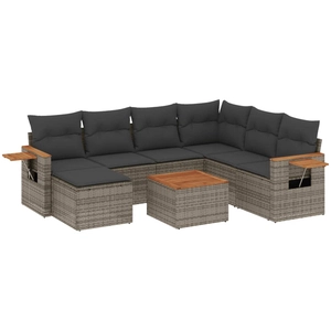 vidaXL Salon de jardin avec coussins 7 pcs gris résine tressée pas cher
