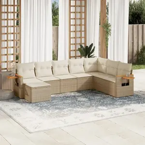 vidaXL Salon de jardin avec coussins 8 pcs beige résine tressée pas cher
