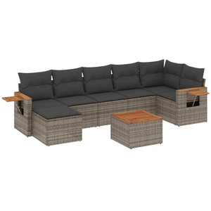vidaXL Salon de jardin 8 pcs avec coussins gris résine tressée pas cher