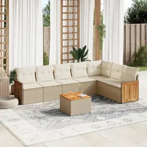vidaXL Salon de jardin avec coussins 8 pcs beige résine tressée pas cher