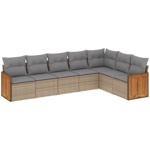 vidaXL Salon de jardin avec coussins 8 pcs beige résine tressée pas cher