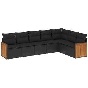 vidaXL Salon de jardin 8 pcs avec coussins noir résine tressée pas cher