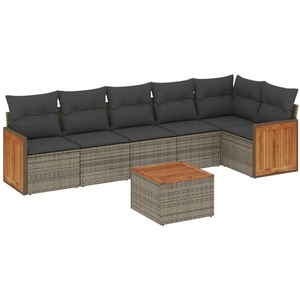 vidaXL Salon de jardin avec coussins 7 pcs gris résine tressée pas cher