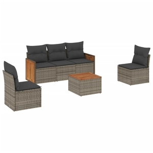 vidaXL Salon de jardin 5 pcs avec coussins gris résine tressée pas cher