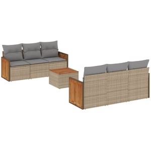 vidaXL Salon de jardin avec coussins 7 pcs beige résine tressée pas cher