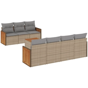 vidaXL Salon de jardin avec coussins 8 pcs beige résine tressée pas cher