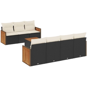 vidaXL Salon de jardin 8 pcs avec coussins noir résine tressée pas cher