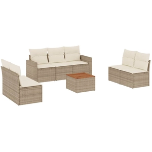 vidaXL Salon de jardin avec coussins 8 pcs beige résine tressée pas cher