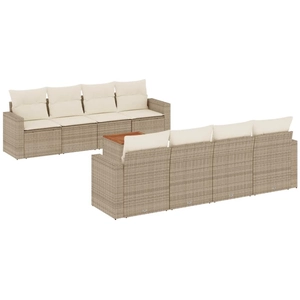 vidaXL Salon de jardin avec coussins 9 pcs beige résine tressée pas cher