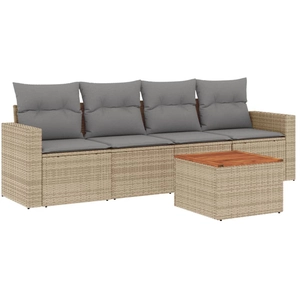 vidaXL Salon de jardin avec coussins 5 pcs beige résine tressée pas cher