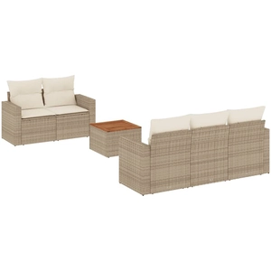 vidaXL Salon de jardin avec coussins 6 pcs beige résine tressée pas cher