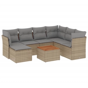 vidaXL Salon de jardin avec coussins 8 pcs beige résine tressée pas cher