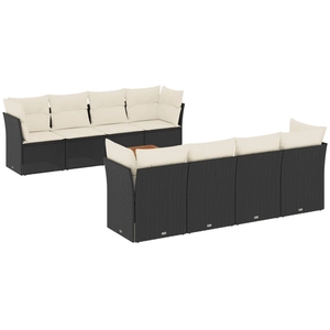 vidaXL Salon de jardin 9 pcs avec coussins noir résine tressée pas cher