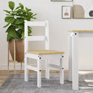 Comparateur de prix : vidaXL Chaises à manger lot de 2 Panama blanc bois massif de pin