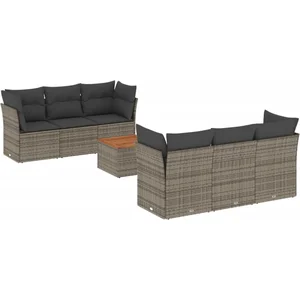 vidaXL Salon de jardin avec coussins 7 pcs gris résine tressée pas cher