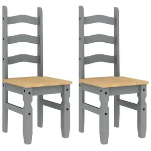 vidaXL Chaises à manger lot de 2 Corona gris bois massif de pin pas cher