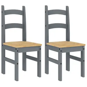 Comparateur de prix : vidaXL Chaises à manger lot de 2 gris 40x46x99 cm bois massif de pin