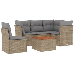 vidaXL Salon de jardin avec coussins 6 pcs beige résine tressée pas cher