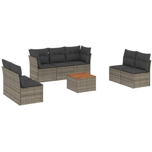 vidaXL Salon de jardin 8 pcs avec coussins gris résine tressée pas cher