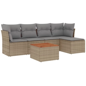 vidaXL Salon de jardin avec coussins 6 pcs beige résine tressée pas cher