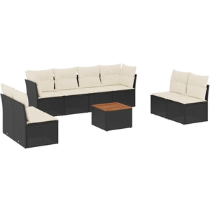 vidaXL Salon de jardin 9 pcs avec coussins noir résine tressée pas cher