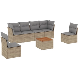vidaXL Salon de jardin avec coussins 7 pcs beige résine tressée pas cher