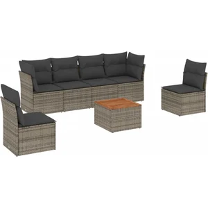 vidaXL Salon de jardin avec coussins 7 pcs gris résine tressée pas cher