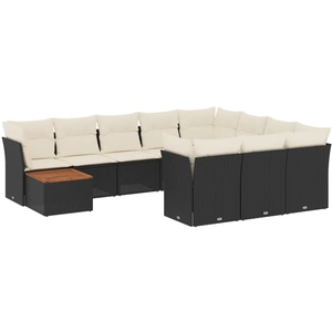 vidaXL Salon de jardin 11 pcs avec coussins noir résine tressée pas cher