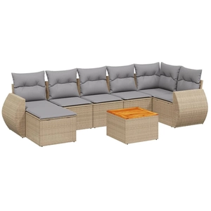 vidaXL Salon de jardin avec coussins 8 pcs beige résine tressée pas cher