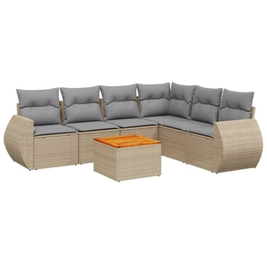 vidaXL Salon de jardin avec coussins 7 pcs beige résine tressée pas cher