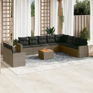 Comparateur de prix : vidaXL Salon de jardin 11 pcs avec coussins gris résine tressée