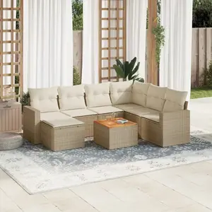 vidaXL Salon de jardin avec coussins 8 pcs beige résine tressée pas cher