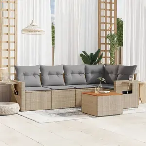 vidaXL Salon de jardin avec coussins 6 pcs beige résine tressée pas cher