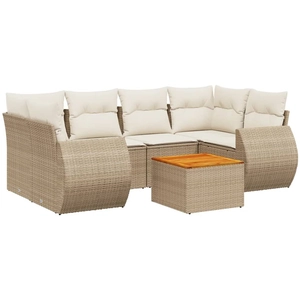 vidaXL Salon de jardin avec coussins 7 pcs beige résine tressée pas cher