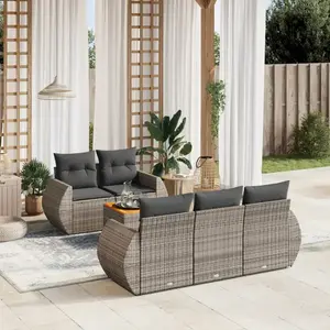Comparateur de prix : vidaXL Salon de jardin 6 pcs avec coussins gris résine tressée