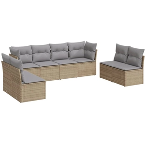 vidaXL Salon de jardin avec coussins 8 pcs beige résine tressée pas cher