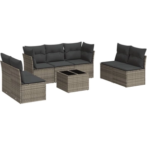 vidaXL Salon de jardin 8 pcs avec coussins gris résine tressée pas cher