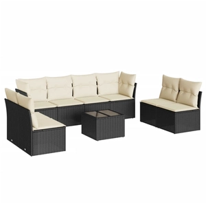 vidaXL Salon de jardin 9 pcs avec coussins noir résine tressée pas cher