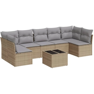 vidaXL Salon de jardin avec coussins 7 pcs beige résine tressée pas cher