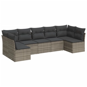 vidaXL Salon de jardin avec coussins 7 pcs gris résine tressée pas cher
