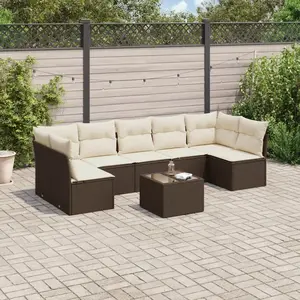 vidaXL - 8-delige - Loungeset - met - kussens - poly - rattan - bruin pas cher