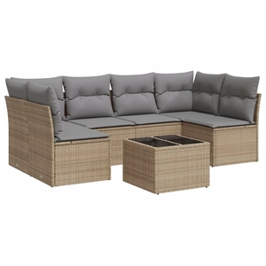 vidaXL Salon de jardin avec coussins 6 pcs beige résine tressée pas cher