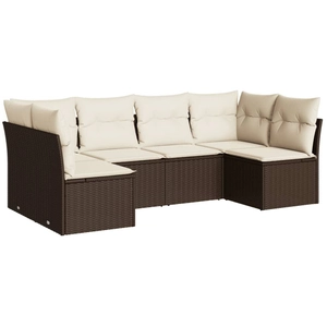 vidaXL Salon de jardin avec coussins 6 pcs marron résine tressée pas cher