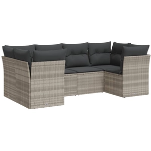vidaXL Salon de jardin 6 pcs avec coussins gris clair résine tressée pas cher