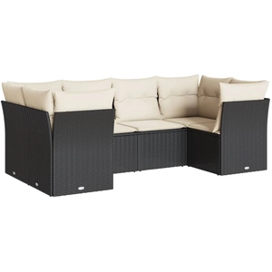 vidaXL Salon de jardin 6 pcs avec coussins noir résine tressée pas cher