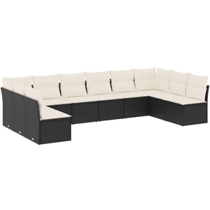 vidaXL Salon de jardin 11 pcs avec coussins noir résine tressée pas cher