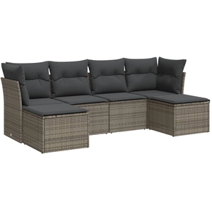 vidaXL Salon de jardin 6 pcs avec coussins gris résine tressée pas cher
