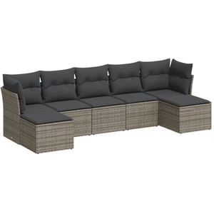 vidaXL Salon de jardin avec coussins 7 pcs gris résine tressée pas cher